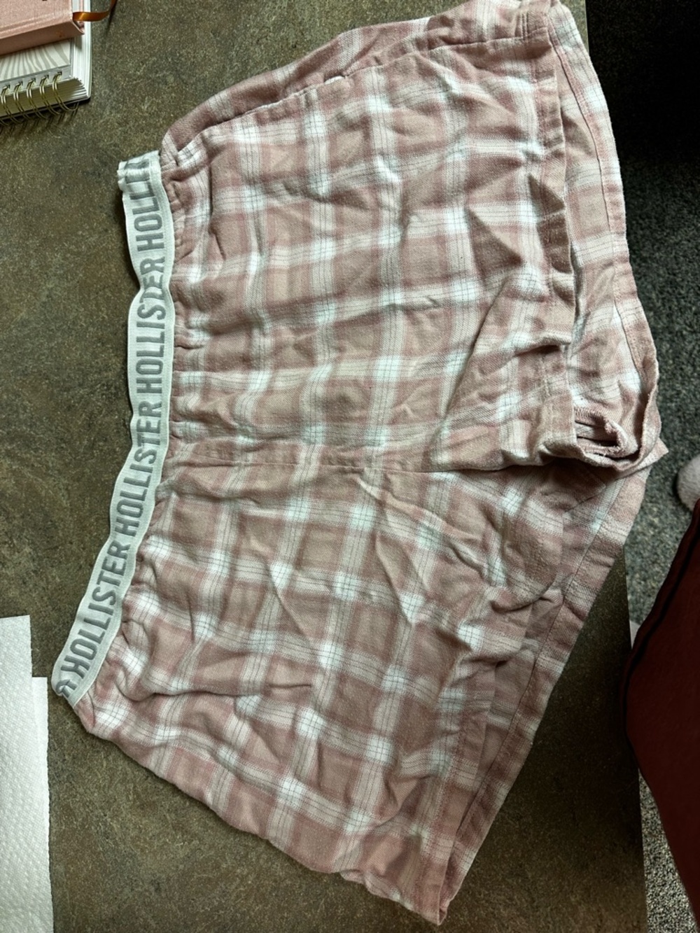 Hollister Plaid Sleep Shorts in Blush Pink & White